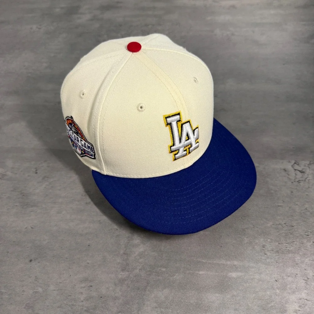 Hat Club Los Angeles Dodgers New Era Cap 7 1/8 Rams Crossover Yellow Blue Cream